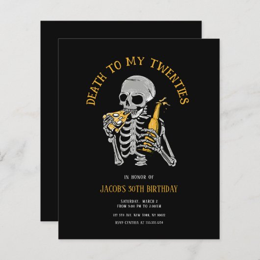 Papier Budget Décès à mes 20 ans Invitation (Devant / Derrière)