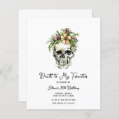 Papier Budget Décès à mes 20 ans Invitation crâne floral (Devant / Derrière)