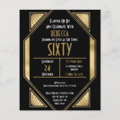 Papier Budget Déco 60e anniversaire Gold Black Invitation (Devant)