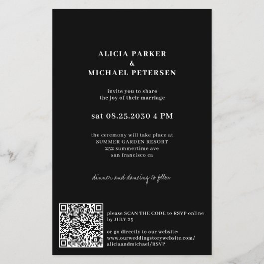 Papier Budget décontracté mariage photo QR invitation RSV (Dos)