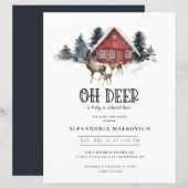 Papier Budget Deer Theme Woodland Baby shower Invitation (Devant / Derrière)
