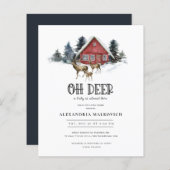 Papier Budget Deer Theme Woodland Baby shower Invitation (Devant / Derrière)