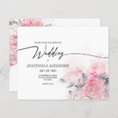 Papier BUDGET Délicat faire-part de mariage Floral. (Devant / Derrière)