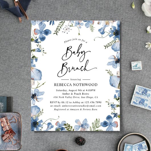 Papier Budget Delicy Fleurs sauvages Baby Brunch Invitati
