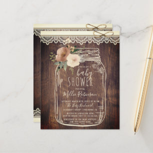 Papier Budget Dentelle & Twin Floral Mason Jar Baby showe