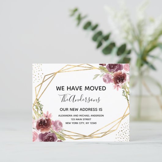 Papier Budget Déplacement Faire-part Floral Géométrique (Debout devant)