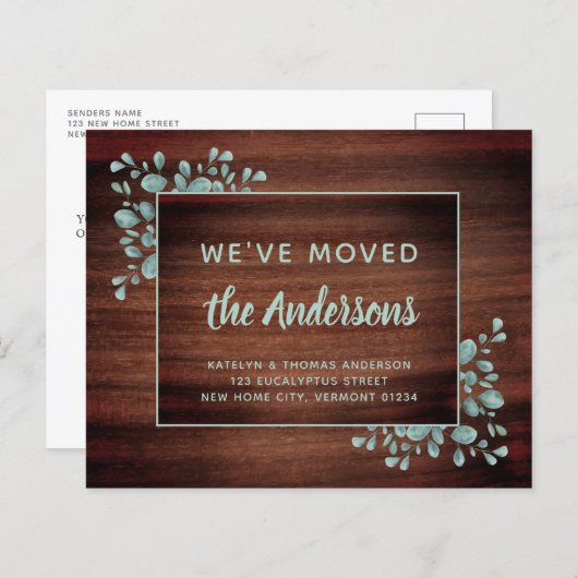 Papier Budget Déplacement Faire-part Rustique Eucalyptus (Devant / Derrière)