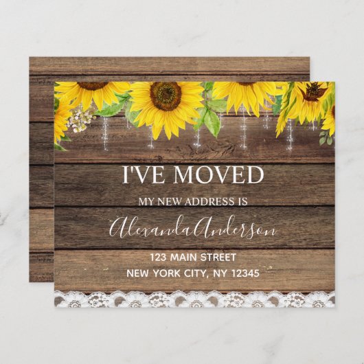 Papier Budget Déplacement Faire-part Tournesol rustique B (Devant / Derrière)