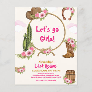 Papier Budget Dernière Cowgirl Rodeo Fête de Mariage