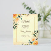 Papier Budget des fleurs jaunes Invitation Haldi Pithi (Debout devant)