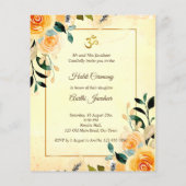 Papier Budget des fleurs jaunes Invitation Haldi Pithi (Dos)