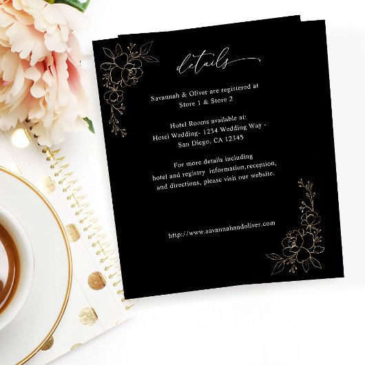 Papier Budget Détails floraux avec dorure - Noir