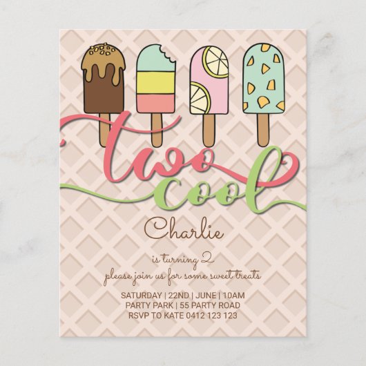 Papier BUDGET Deux Cool Popsicle Invitation d'anniversair (Devant)