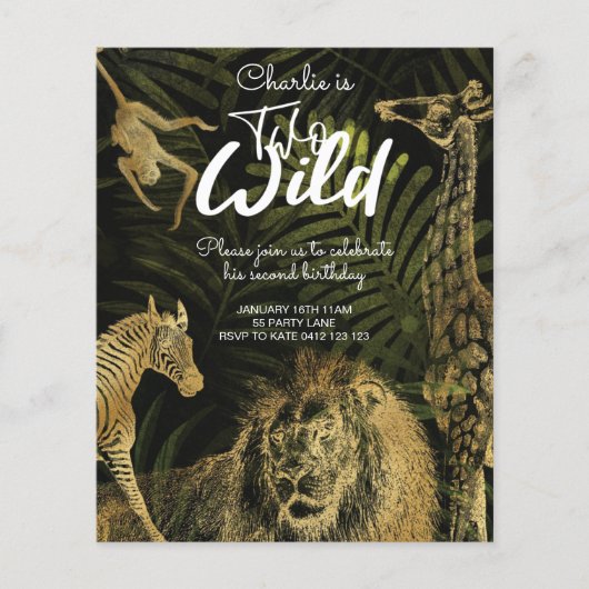 Papier BUDGET Deux Forêt d'or sauvage Invitation Annivers (Devant)