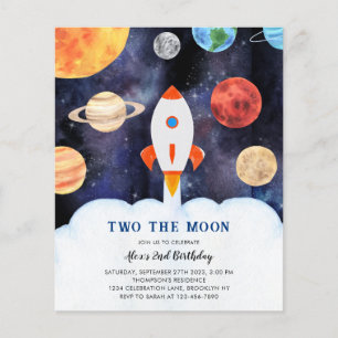 Papier BUDGET Deux Lune Fusée Spatiale Anniversaire