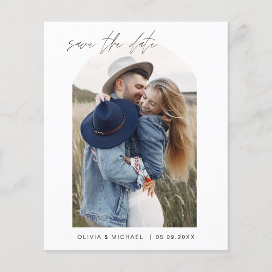 Papier Budget Deux photos Enregistrer la date Elégant min (Devant)