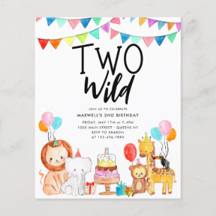 Papier Budget DEUX WILD Safari Party Animaux 2e anniversa