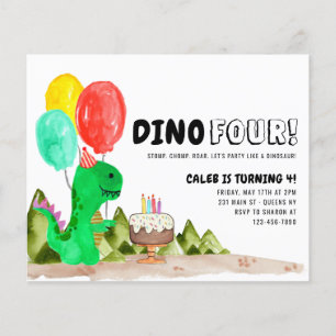 Papier Budget Dino FOUR Balloon Dinosaur 4e anniversaire
