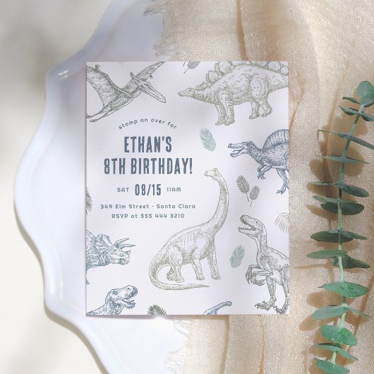 Papier Budget Dinosaur Anniversaire Fête Invitation