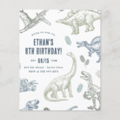 Papier Budget Dinosaur Anniversaire Fête Invitation (Devant)