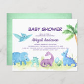Papier Budget Dinosaur Baby shower mignon Invitation (Devant / Derrière)