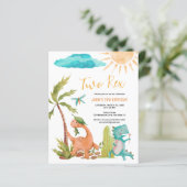 Papier Budget Dinosaur Deux Rex Invitation Anniversaire (Debout devant)
