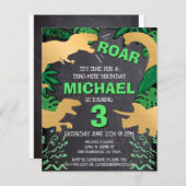Papier Budget Dinosaur Enfants Garçon Dino Invitation Ann (Devant / Derrière)