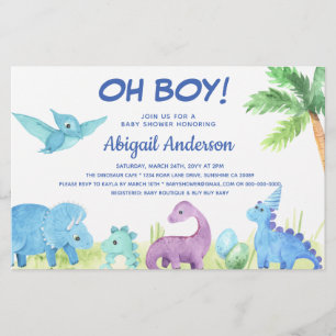 Papier BUDGET Dinosaur Oh Boy Baby shower Invitation