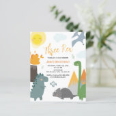 Papier Budget Dinosaur Trois Rex 3e Invitation anniversai (Debout devant)
