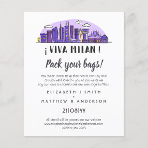 Papier Budget d'invitation manuscrit du Mariage MILAN Sky
