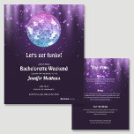 Papier Budget Disco Bachelorette Fête Invitations<br><div class="desc">Une boule de disco met en vedette ces invitations du week-end de la fête de la Bachelorette. Vos détails en lettres blanches chic et les détails du week-end sur le dos.</div>