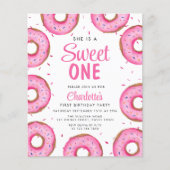 Papier Budget Donut Girl's First Birthday Party Invitatio (Devant)