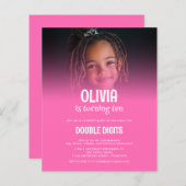 Papier Budget Double chiffres Photo Hot Pink 10ème parti (Devant / Derrière)