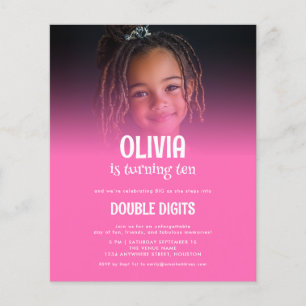 Papier Budget Double chiffres Photo Hot Pink 10ème parti