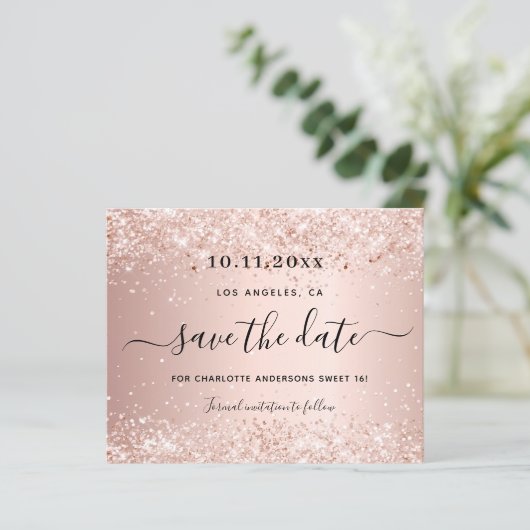 Papier Budget douce 16 rose parties scintillant or enregi (Debout devant)