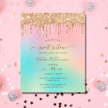 Papier Budget Dripping Gold Parties scintillant Sweet 16<br><div class="desc">Conception de l'invitation Gold Parties scintillant Party Le modèle est configuré de sorte que tout ce que vous avez à faire est d'ajouter les détails de votre fête à. Des articles de papeterie et des articles de fête correspondants sont également disponibles.</div>