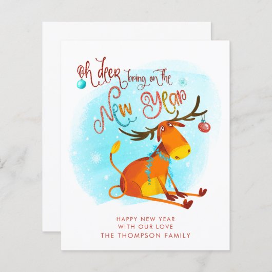 Papier BUDGET Drôle Oh Cerf Apporte la Nouvelle Année (Devant / Derrière)