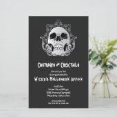 Papier Budget du crâne gothique Halloween Invitations (Debout devant)