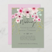 Papier Budget du script de Mariage floral rose vif (Devant / Derrière)