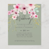 Papier Budget du script de Mariage floral rose vif (Devant)