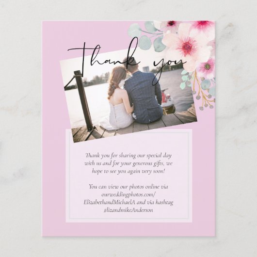 Papier Budget du script de Mariage floral rose vif (Devant)