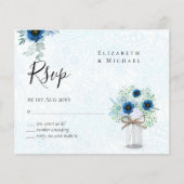 Papier BUDGET Dusté bleu floral RSVP monochromatique (Devant)