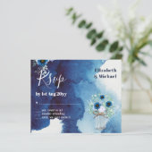 Papier BUDGET Dusté bleu floral RSVP monochromatique (Debout devant)