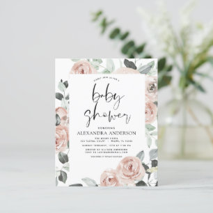 Papier Budget Dusty Baby shower rose Floral Invitation