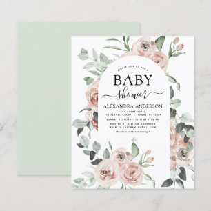 Papier Budget Dusty Baby shower rose Floral Invitation