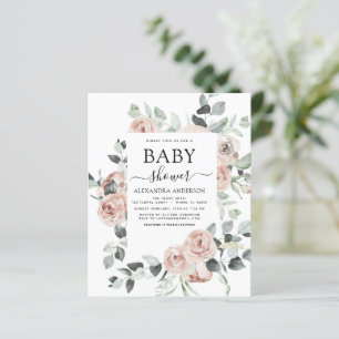 Papier Budget Dusty Baby shower rose Floral Invitation