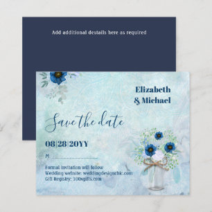 Papier BUDGET Dusty Bleu Dates de sauvegarde Rustique Mar