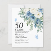 Papier Budget Dusty Blue 50th Wedding Anniversary Invite (Devant)