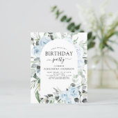 Papier Budget Dusty Blue Anniversaire Fête Florale Invita (Debout devant)
