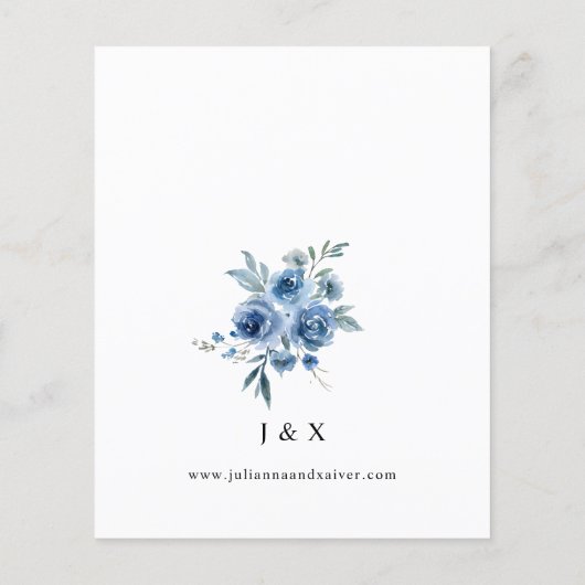 Papier Budget Dusty Blue & Blue Floral Enregistrer la dat (Dos)